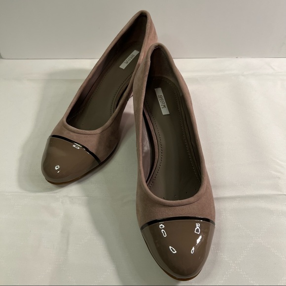 GEOX Respira D Venere Khaki suede and patent wedge heel size 7B BNWB - Picture 11 of 14